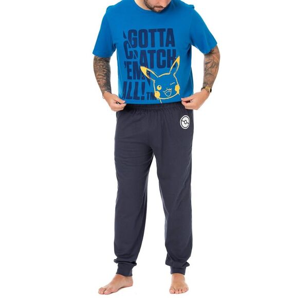 Pokemon Mens Gotta Catch Em All Long Pyjama Set / Blue/Navy Blue - Picture 6 of 7
